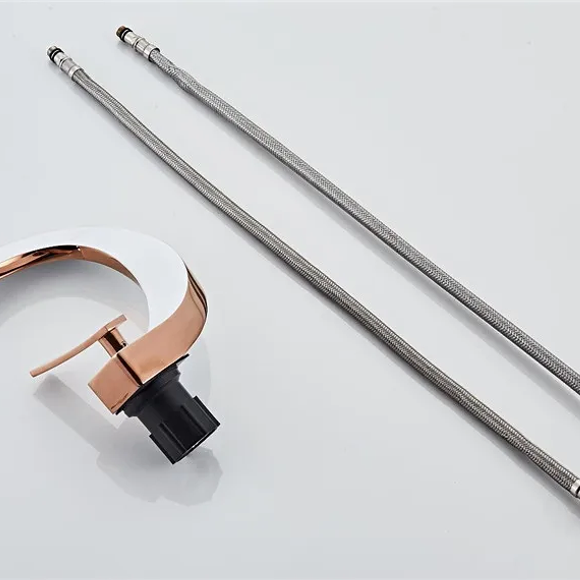 Tuqiu-grifo de latón para lavabo de baño, mezclador de agua caliente y fría, montado en cubierta, negro, oro rosa, blanco 46