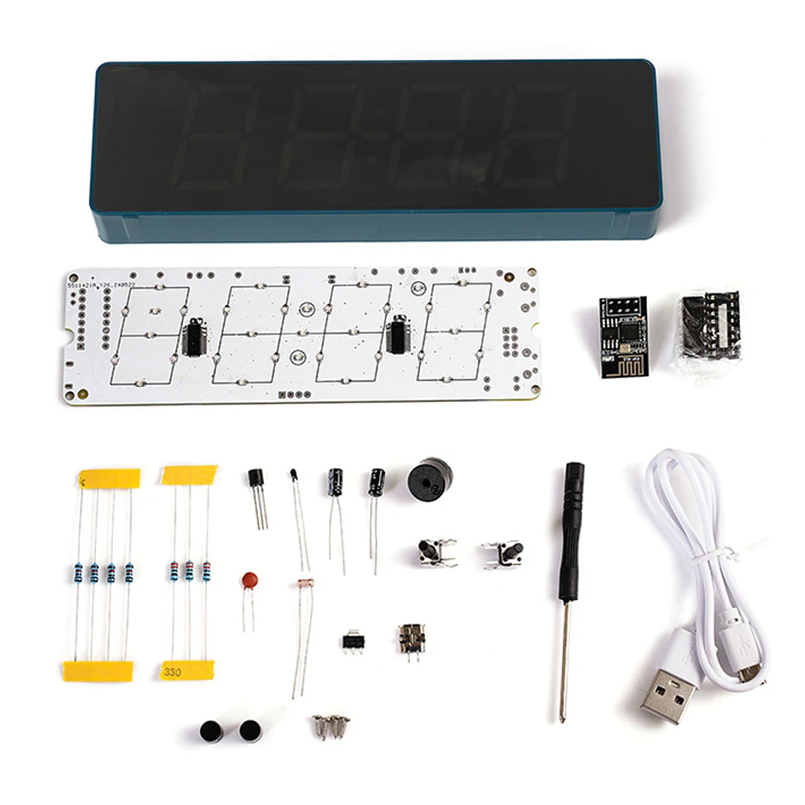 Kit de reloj electrónico inteligente con WiFi, Juego de piezas de práctica de soldadura DIY, sincronización de tiempo automática con personalizable 8