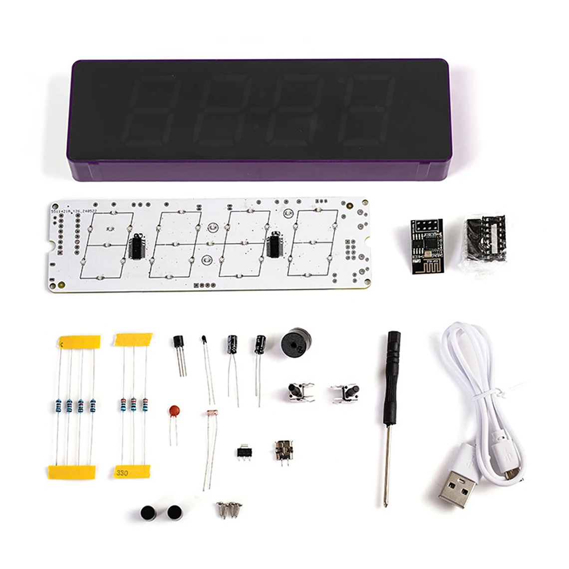 Kit de reloj electrónico inteligente con WiFi, Juego de piezas de práctica de soldadura DIY, sincronización de tiempo automática con personalizable 9