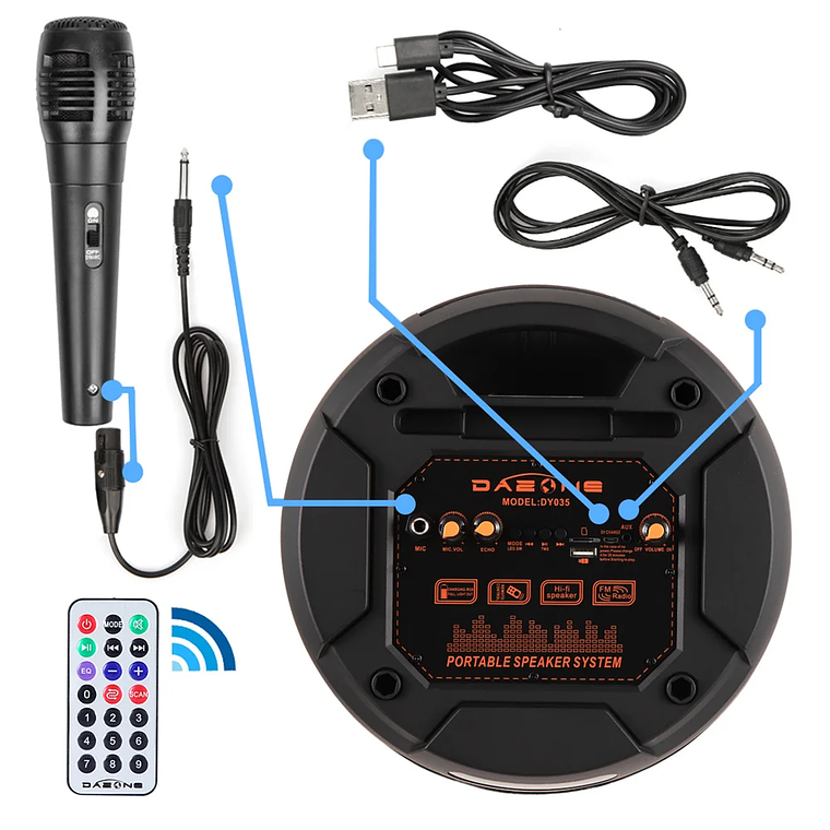 Altavoz Bluetooth portátil de 5000W, subwoofer, sistema de sonido de graves pesados, fiesta con micrófono y control remoto, luz RGB Dual de 8 