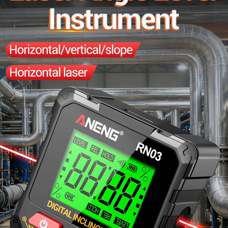 ANENG RN03 Instrumento láser de nivel de ángulo digital 360 ° Herramienta universal de inclinómetro magnético fuerte de cuatro lados con tapa automática de pantalla 11