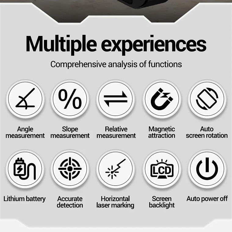 ANENG RN03 Instrumento láser de nivel de ángulo digital 360 ° Herramienta universal de inclinómetro magnético fuerte de cuatro lados con tapa automática de pantalla 12