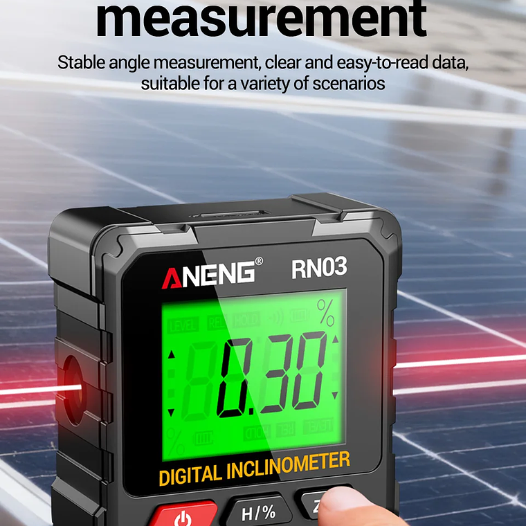 ANENG RN03 Instrumento láser de nivel de ángulo digital 360 ° Herramienta universal de inclinómetro magnético fuerte de cuatro lados con tapa automática de pantalla 15
