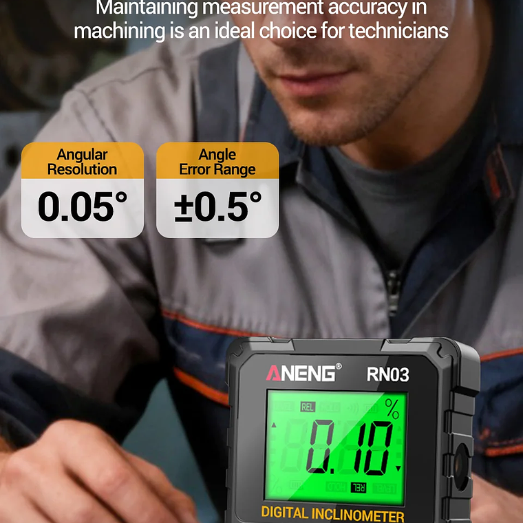 ANENG RN03 Instrumento láser de nivel de ángulo digital 360 ° Herramienta universal de inclinómetro magnético fuerte de cuatro lados con tapa automática de pantalla 17