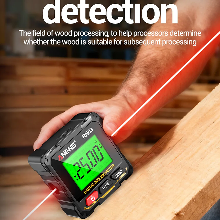 ANENG RN03 Instrumento láser de nivel de ángulo digital 360 ° Herramienta universal de inclinómetro magnético fuerte de cuatro lados con tapa automática de pantalla 18