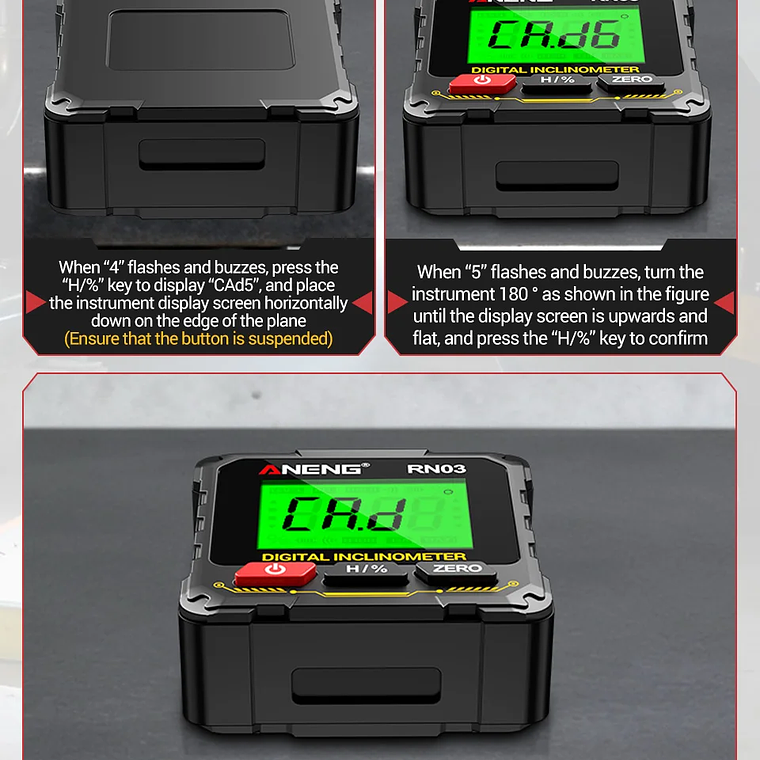 ANENG RN03 Instrumento láser de nivel de ángulo digital 360 ° Herramienta universal de inclinómetro magnético fuerte de cuatro lados con tapa automática de pantalla 21