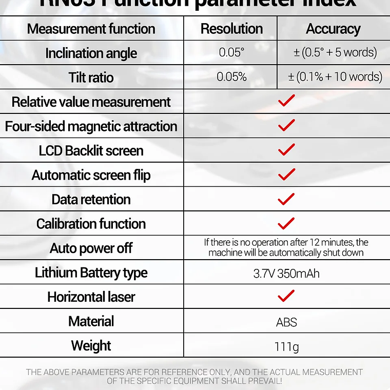 ANENG RN03 Instrumento láser de nivel de ángulo digital 360 ° Herramienta universal de inclinómetro magnético fuerte de cuatro lados con tapa automática de pantalla 23