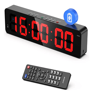 Temporizador remoto para gimnasio, temporizadores de tiempo de intervalo ultraligeros de 2 pulgadas con cuenta atrás LED/reloj de pared con batería, cronómetro de Fitness