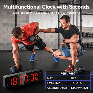 Temporizador remoto para gimnasio, temporizadores de tiempo de intervalo ultraligeros de 2 pulgadas con cuenta atrás LED/reloj de pared con batería, cronómetro de Fitness