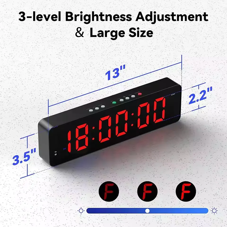 Temporizador remoto para gimnasio, temporizadores de tiempo de intervalo ultraligeros de 2 pulgadas con cuenta atrás LED/reloj de pared con batería, cronómetro de Fitness 3