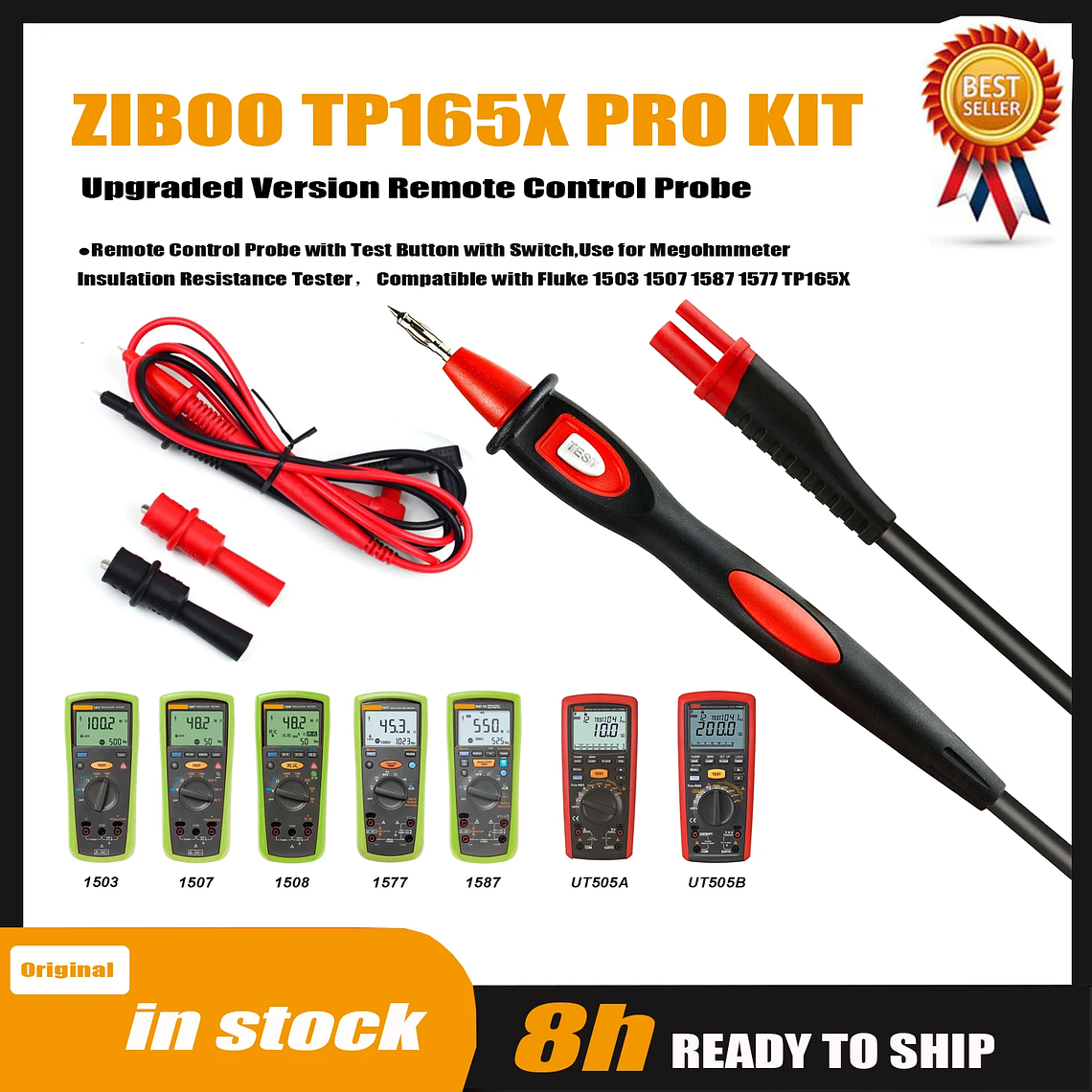 ZIBOO TP165X PRO Sonda de Control remoto versión mejorada con botón de prueba, uso para probador de resistencia de aislamiento de Megohmmeter. 7