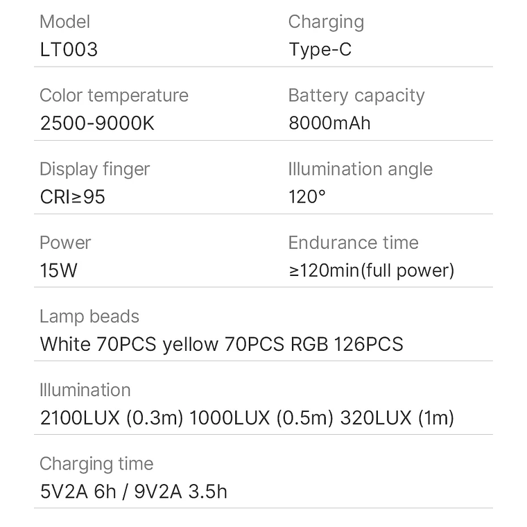 Ulanzi LT003 Luz de vídeo LED Panel de luz RGB 2500-9000K CRI 95+ 8000mAh Luz de relleno para transmisión de vídeo en vivo Tiktok Youtube 26