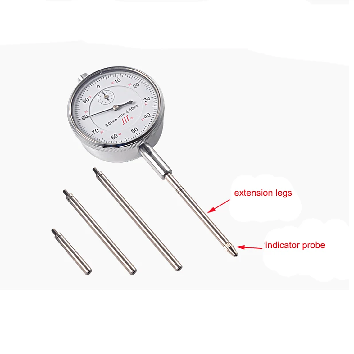 Indicador de patas de extensión de acero inoxidable, varillas de vástago de extensión, indicadores de dial, sonda, biela HSS M2.5 * 10mm-100 10