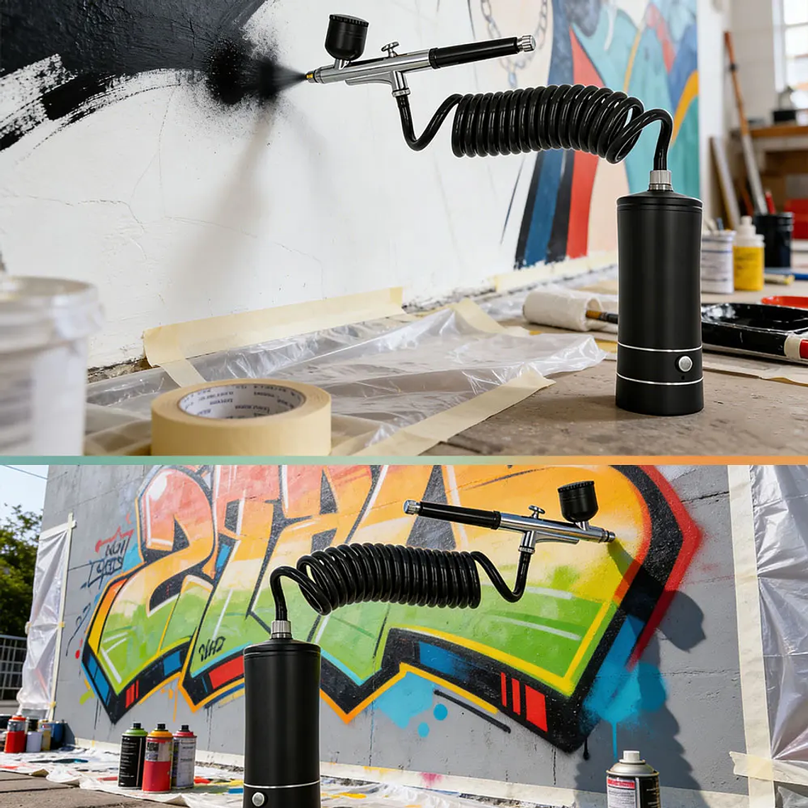 Kit de pintura para decoración de uñas con aerógrafo, Mini aerógrafo con compresor para pintura de pasteles y uñas, pistola pulverizadora manual portátil, aerógrafo para uñas 5