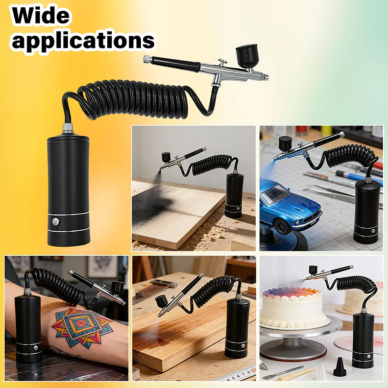 Kit de pintura para decoración de uñas con aerógrafo, Mini aerógrafo con compresor para pintura de pasteles y uñas, pistola pulverizadora manual portátil, aerógrafo para uñas 6