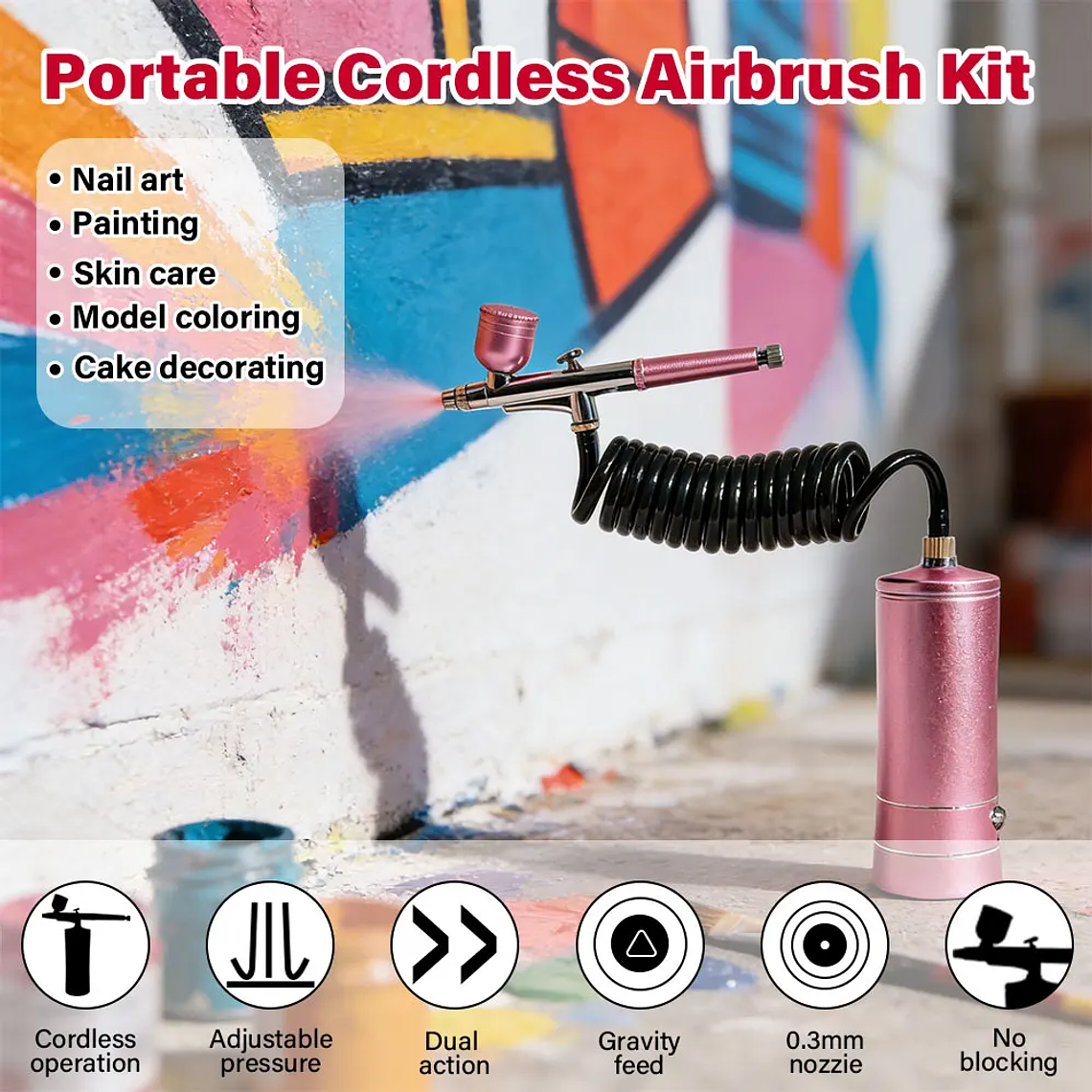 Kit de pintura para decoración de uñas con aerógrafo, Mini aerógrafo con compresor para pintura de pasteles y uñas, pistola pulverizadora manual portátil, aerógrafo para uñas 10