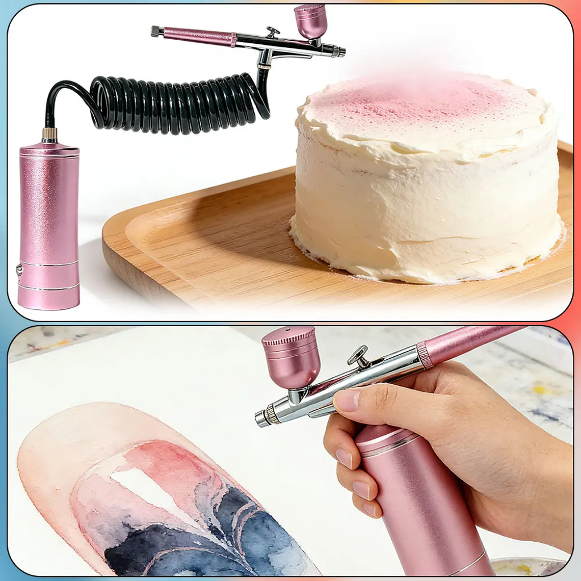 Kit de pintura para decoración de uñas con aerógrafo, Mini aerógrafo con compresor para pintura de pasteles y uñas, pistola pulverizadora manual portátil, aerógrafo para uñas 14