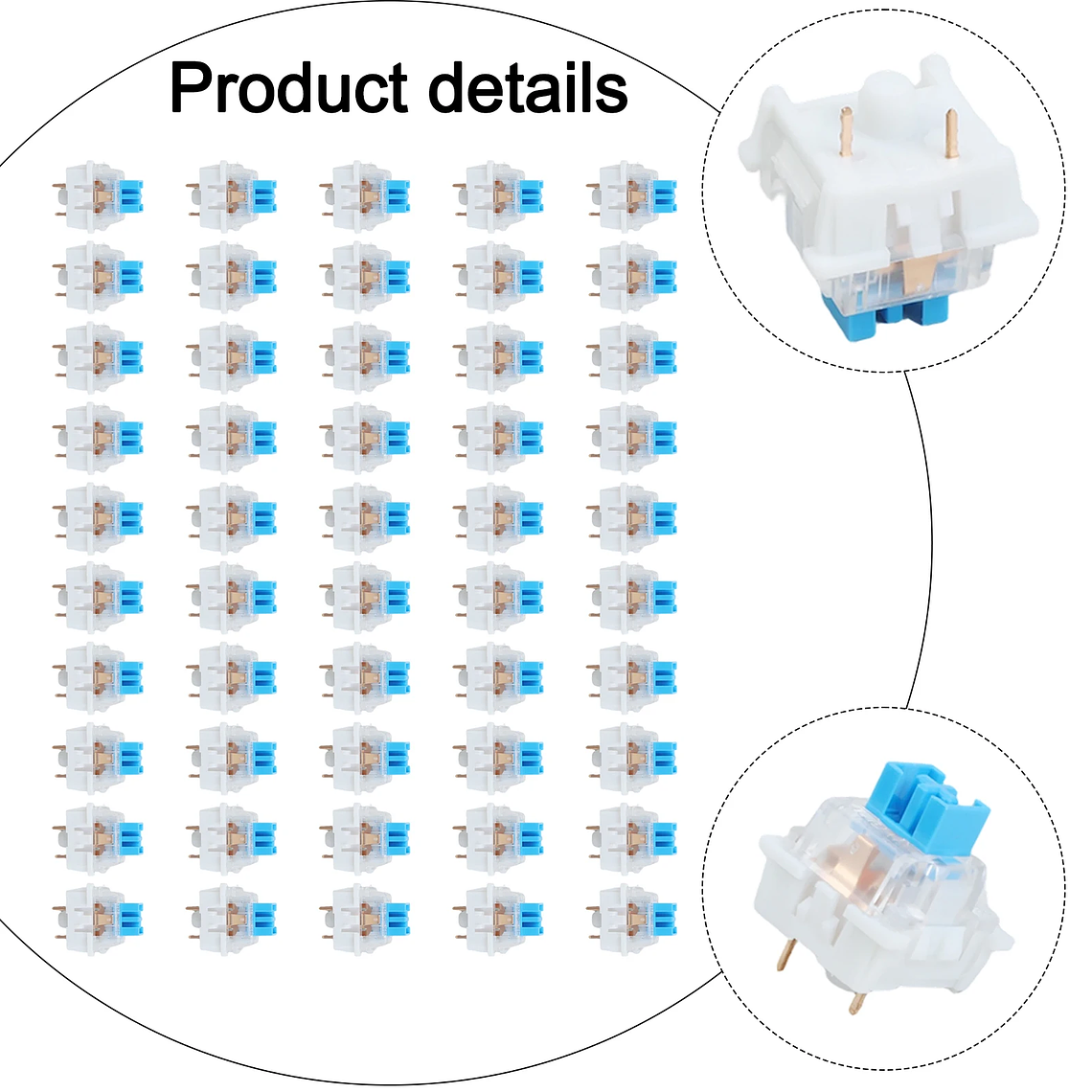 50 interruptores táctiles de 3 pines para teclado, accesorios de repuesto para teclado 9