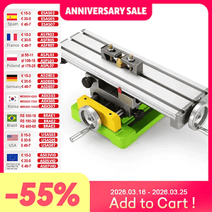 Allsome Mesa Transversal de Precisión, Tabla Cruzada con Abrazaderas Banco de Tornillo en Cruz de Trabajo mesa de coordenadas para Taladros, Fresadoras, CNC, etc. Superficie de Trabajo BG-6350
