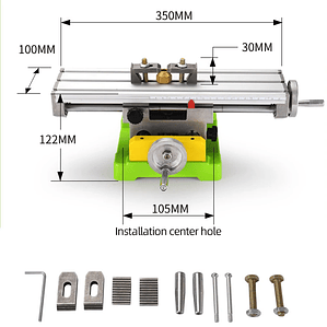 Allsome Mesa Transversal de Precisión, Tabla Cruzada con Abrazaderas Banco de Tornillo en Cruz de Trabajo mesa de coordenadas para Taladros, Fresadoras, CNC, etc. Superficie de Trabajo BG-6350