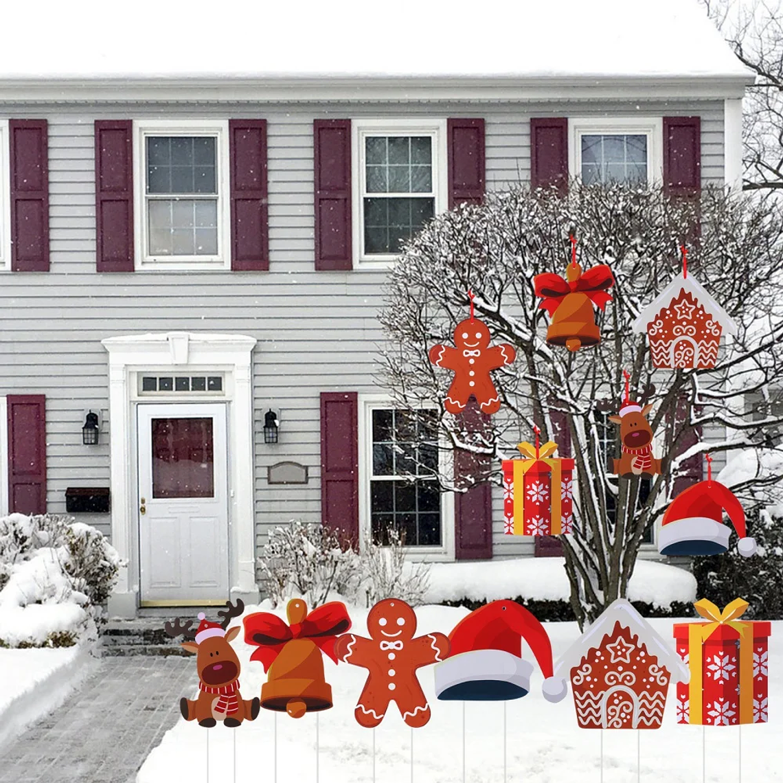 Decoración navideña de madera, piruleta de caramelo de madera de menta pimienta colorida, colgante para árbol de Navidad 1
