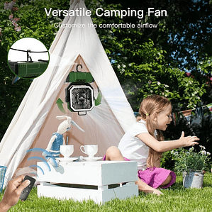 20000mAhVentiladores al aire libre ventilador de camping recargable y batería Tres en uno con luces LED Función de rotación temporizada campamentos verano