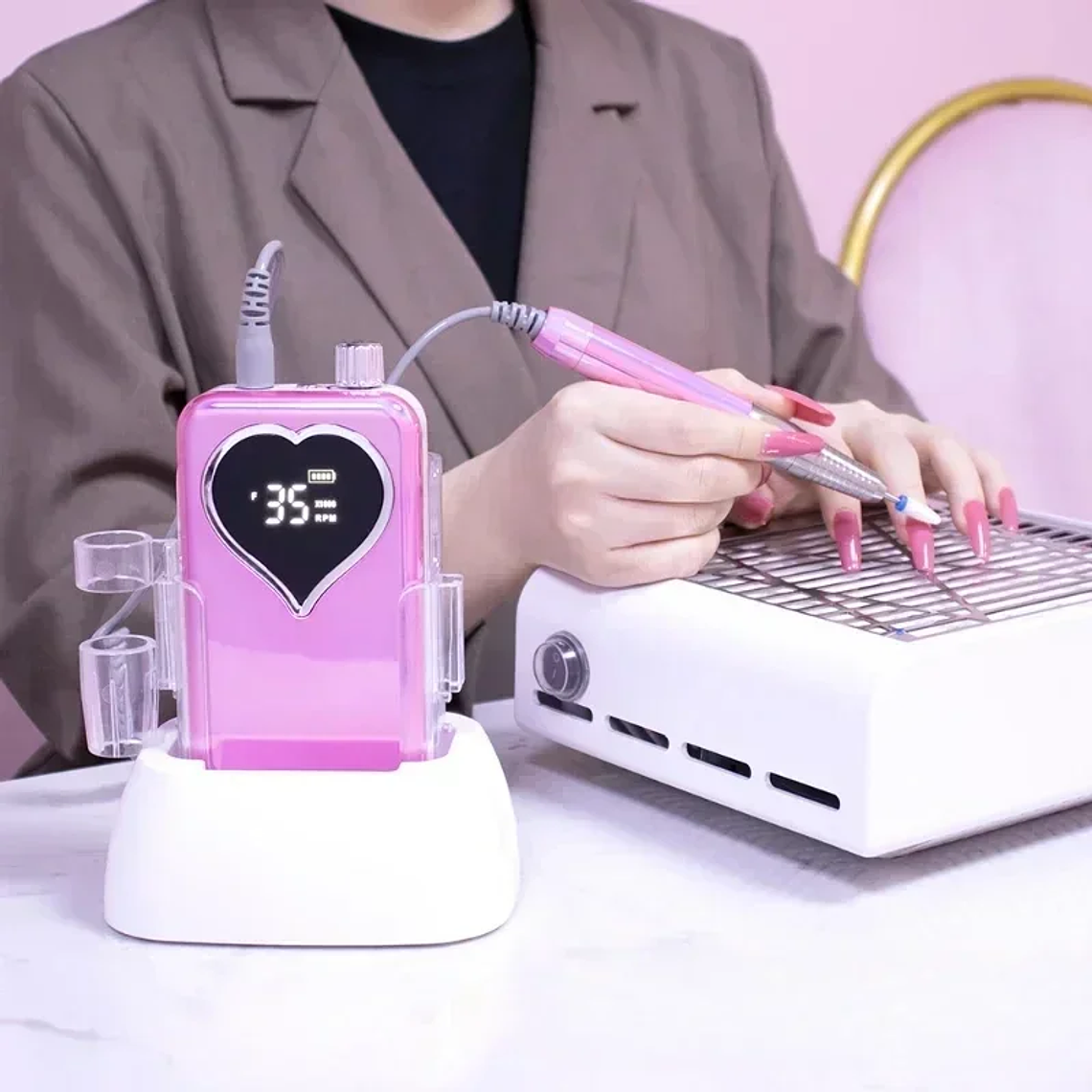 Máquina de manicura portátil sin núcleo, Motor sin núcleo de 35000RPM, pulidora de manicura, batería recargable, 35K de potencia, 65W, sin Base 1