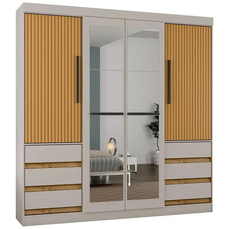 Armario Pareja con Espejo 4 Puertas 6 Cajones Araplac Sofia 1