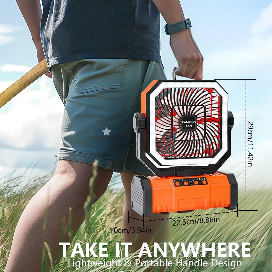 20000mAhVentiladores al aire libre ventilador de camping recargable y batería Tres en uno con luces LED Función de rotación temporizada campamentos verano 3
