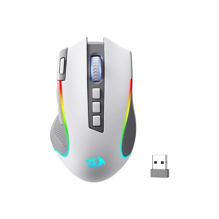 Redragon M612 PRO RGB BT 2.4G Gaming Gamer Mouse, Óptico Inalámbrico 8000 DPI 9 Botones Programables 7 Modos Retroiluminados, B 1
