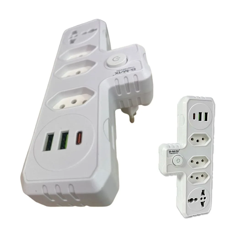 Extensión de 3 tomas, 2 USB, 1C, 1, Universal, Bivolt, 110V/220V, Sem Fio, diseño Compacto, Resistente, Ideal para Casa y Escritorio 5