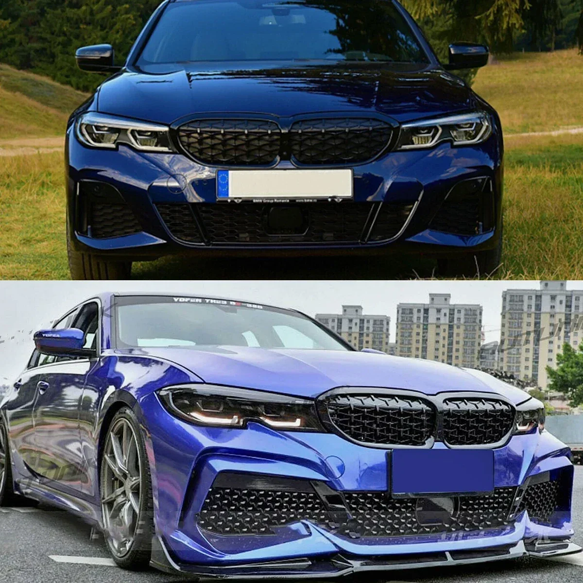 MAGICKIT para BMW Serie 3 G20 Berlina/G21 Estate 2018-2021 parrilla delantera de riñón con accesorios de coche negro brillante 5