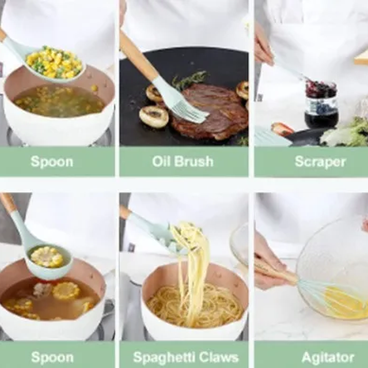 Kit de 12 piezas de colcha de silicona BPA, Antiferrugem, utensilios de colcha Jogo 3