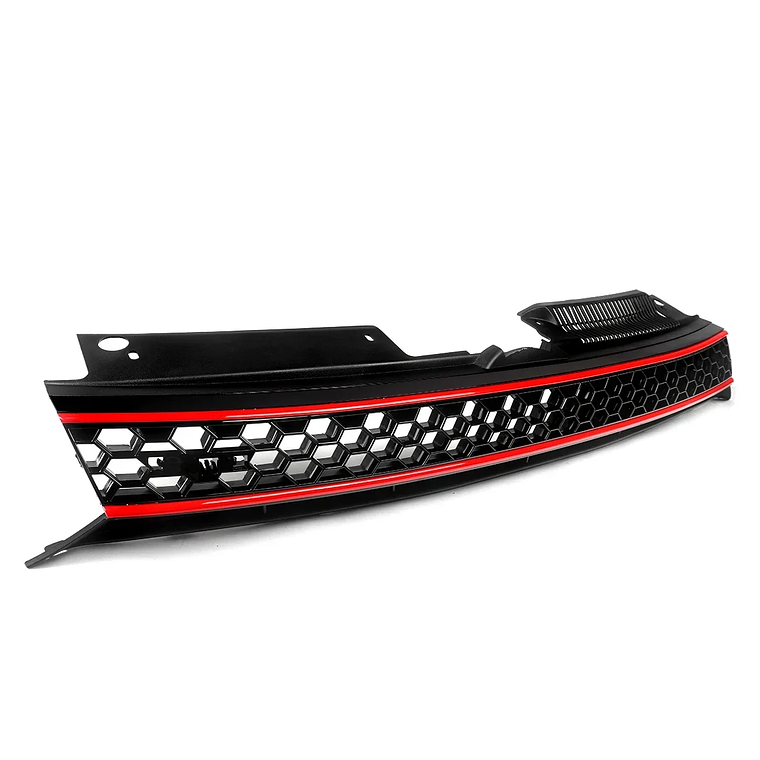 Rejilla de malla hexagonal sin Badgeless, color negro, embellecedor rojo, compatible con VW MK6 Golf GTI Jetta Sportwagen 5