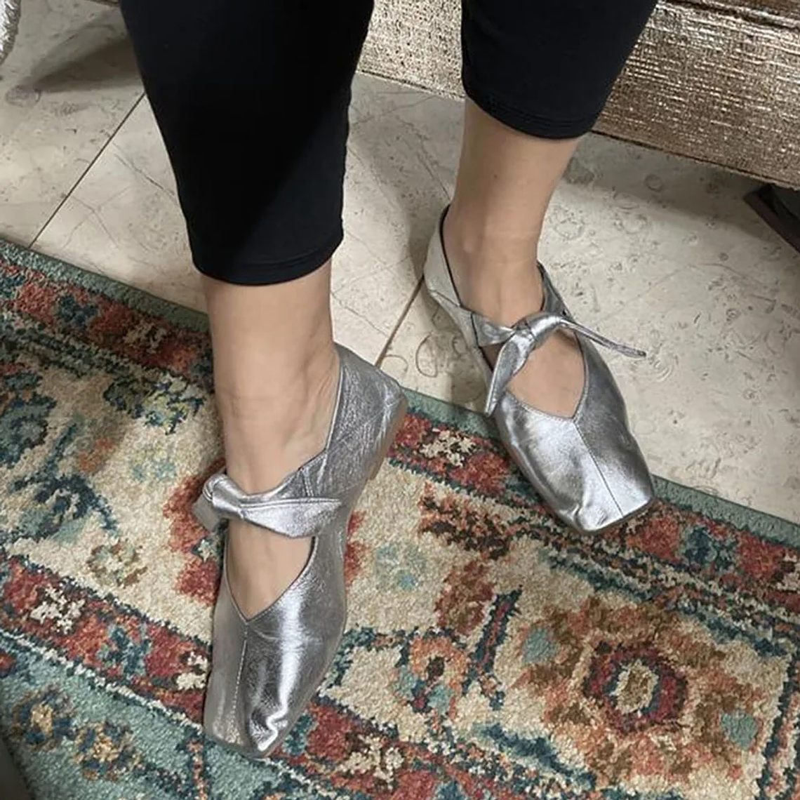 DoraTasia-zapatos de Ballet con punta cuadrada para mujer, calzado con lazo plano, Mary Jane, para verano 5