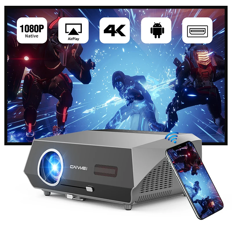 Proyector de películas 4K con enfoque automático, 3500 ANSI, wifi 2.4+5G, bluetooth, 1080P Full HD HDR, Android TV, proyector de video para uso diurno, cine en casa 7