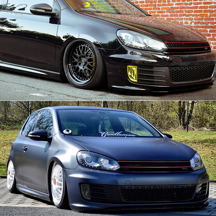 Rejilla de malla hexagonal sin Badgeless, color negro, embellecedor rojo, compatible con VW MK6 Golf GTI Jetta Sportwagen 7