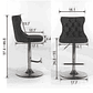 Taburetes giratorios de terciopelo con base cromada, Taburetes de Bar con respaldo, cómodos y acolchados para el hogar, altura de asiento ajustable de 25 a 33 pulgadas - thumbnail 6