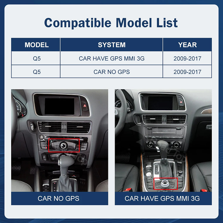 Pantalla táctil Multimedia de 8,9 pulgadas y 12,3 pulgadas para Audi Q5 2009-2017 Airplay Miracast función inalámbrica Carplay Android Auto 2