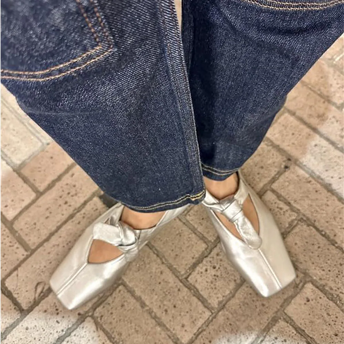 DoraTasia-zapatos de Ballet con punta cuadrada para mujer, calzado con lazo plano, Mary Jane, para verano 6