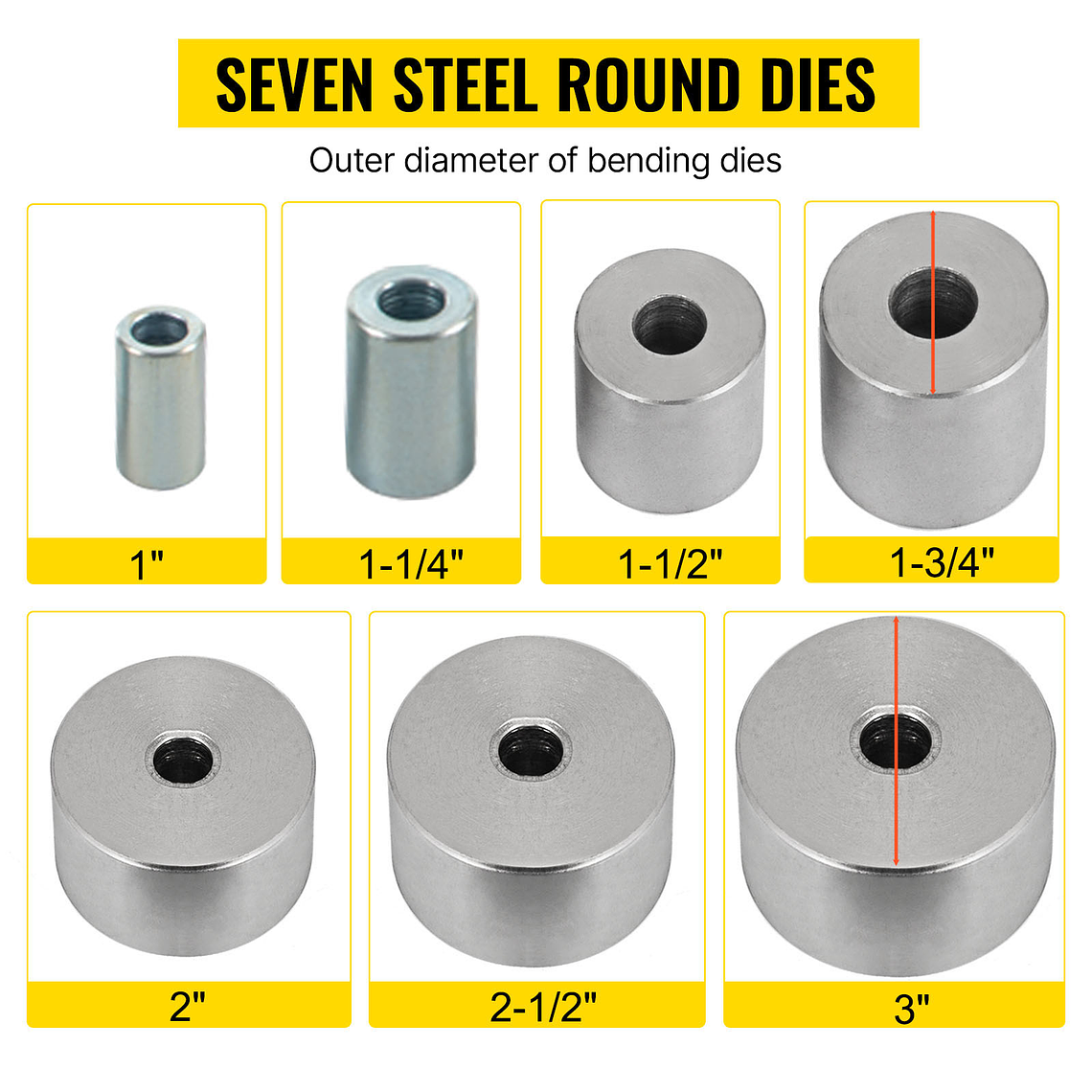 SucceBuy dobladora de tubos YP-9 banco Manual Kit de doblado de tubos de acero con 7Dies 1-3 pulgadas multifunción herramienta compacta para doblar frenos de barra plana 10