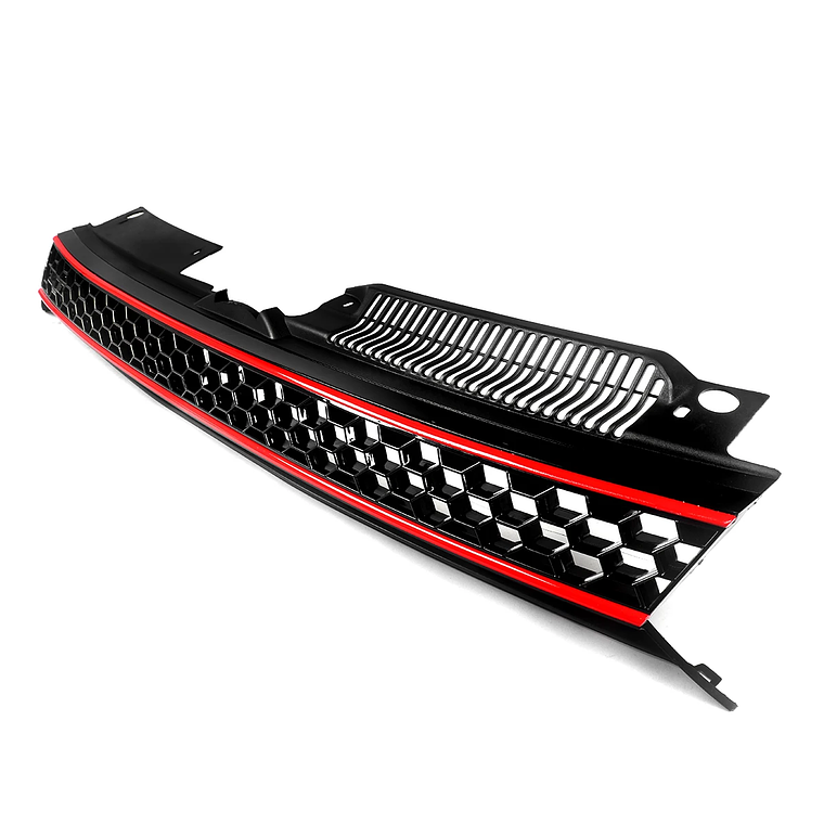 Rejilla de malla hexagonal sin Badgeless, color negro, embellecedor rojo, compatible con VW MK6 Golf GTI Jetta Sportwagen 11