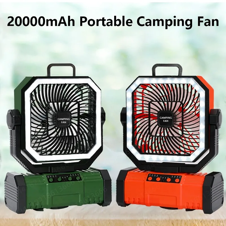 20000mAhVentiladores al aire libre ventilador de camping recargable y batería Tres en uno con luces LED Función de rotación temporizada campamentos verano 9
