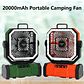 20000mAhVentiladores al aire libre ventilador de camping recargable y batería Tres en uno con luces LED Función de rotación temporizada campamentos verano - Miniatura 9
