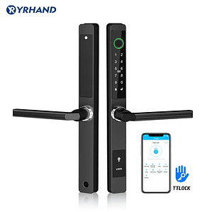 Cerradura biométrica de aluminio con aplicación Ttlock de Brasil, manija de puerta con huella dactilar Aleax, cerradura Digital sin llave para cerradura inteligente deslizante de vidrio