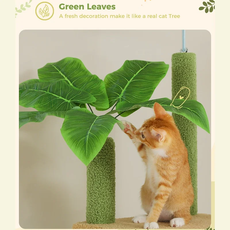 Árbol alto para gatos, torre de árbol para gatos de piso a techo, ajustable con hamaca para gatos y poste rascador para interiores 4