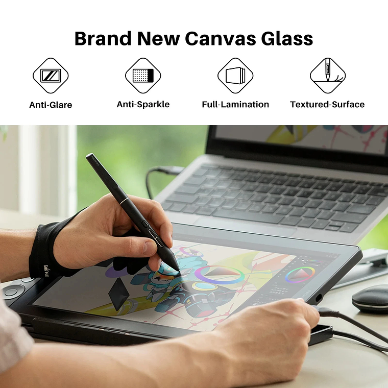 Huion Tablet Kamvas 13 (Gen 3) Tabletas gráficas Monitor 16K niveles de presión Pantalla de 13,3 pulgadas Pantalla de dibujo PenTech 4.0 Stylus 5