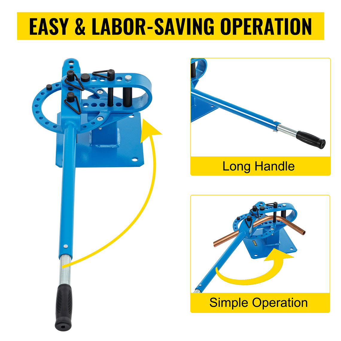 SucceBuy dobladora de tubos YP-9 banco Manual Kit de doblado de tubos de acero con 7Dies 1-3 pulgadas multifunción herramienta compacta para doblar frenos de barra plana 12