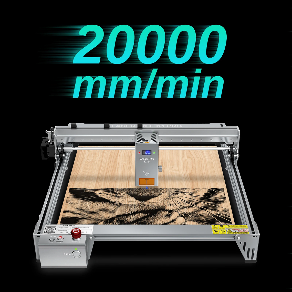 LASER TREE K1PRO grabador láser con módulo láser de 30W 40W máquina cortadora de grabado herramientas de carpintería CNC área de trabajo 400X400mm 5