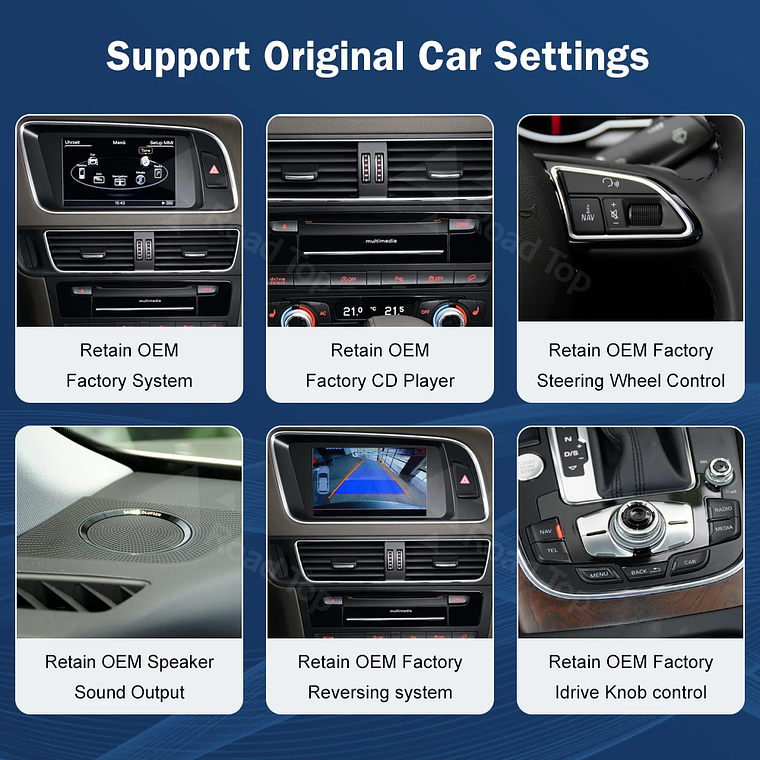 Pantalla táctil Multimedia de 8,9 pulgadas y 12,3 pulgadas para Audi Q5 2009-2017 Airplay Miracast función inalámbrica Carplay Android Auto 5